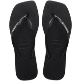 Women's Slim Square Logo Metallic Flip Flops