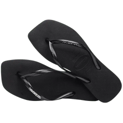 Women's Slim Square Logo Metallic Flip Flops
