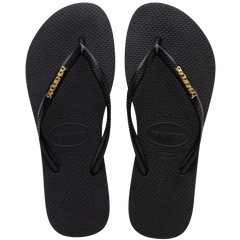 Women's Slim Logo Metallic Flip Flops