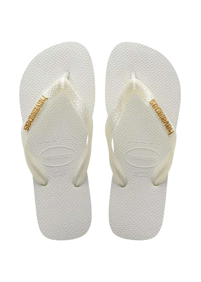 Women's Top Logo Metallic Flip Flops